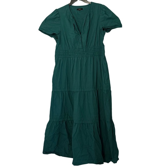Quince 100% Organic Cotton Poplin Tiered Maxi Dress in Garden Green - XLarge - Picture 2 of 6
